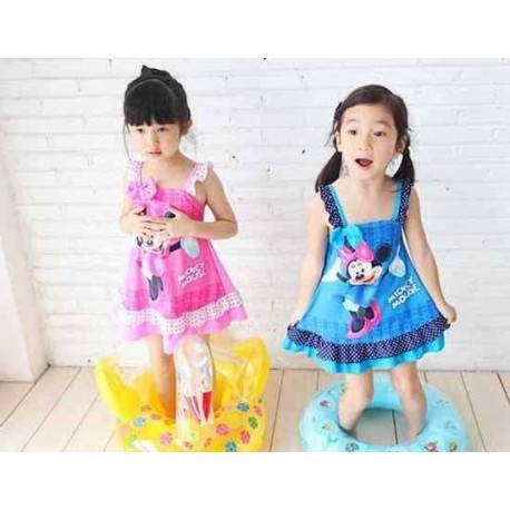 Swimdress Minnie Pink Blue Swimsuit Anak Perempuan