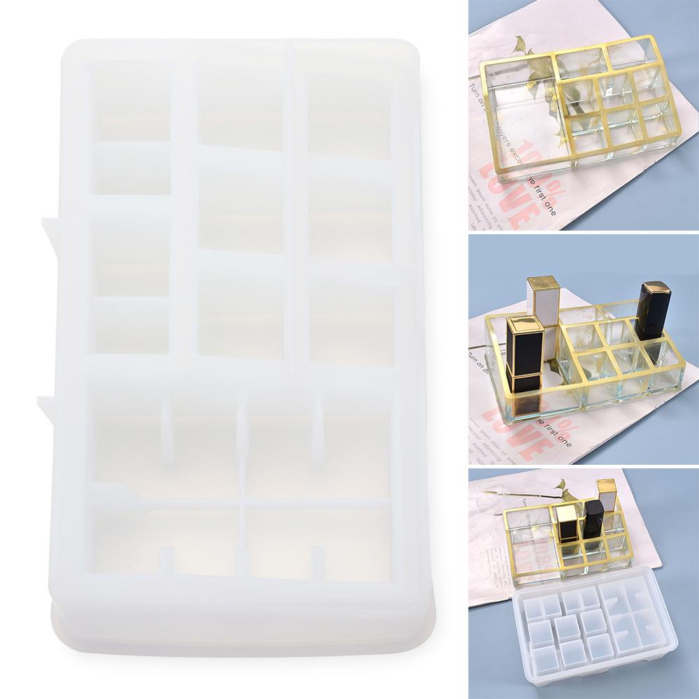 Preva Silikon Tempat Lipstik Seni Makeup Organizer Casting Mold Kotak Penyimpanan Cetakan