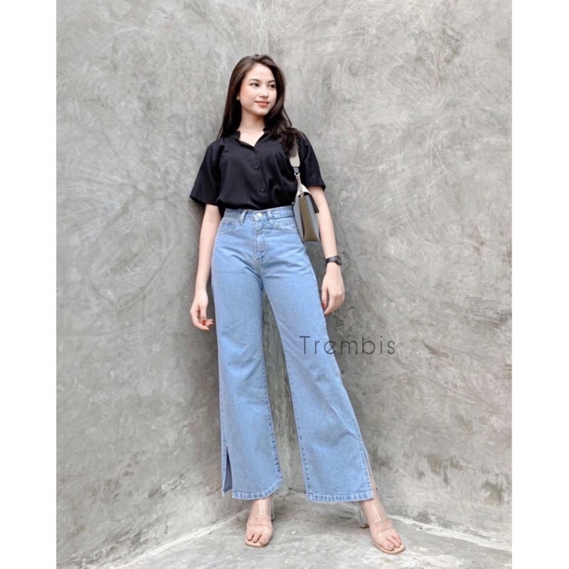 KULOT JEANS PREMIUM BELAH SAMPING // EONNI KULOT JEANS PREMIUM