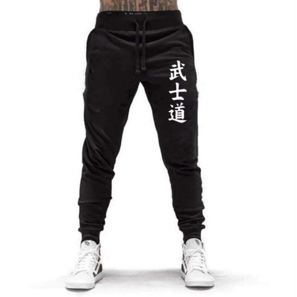 CELANA PANJANG JOGGER TULISAN JEPANG BUSHIDO BAHAN FLEECE TEBAL / NYAMAN DIPAKAI KUALITAS BAGUS