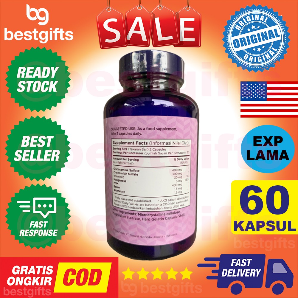 WELLNESS JOINT PLUS IMPROVED JOINT FORMULA MSM GLUCOSAMINE SULFATE PELUMAS SENDI TULANG 60 KAPSUL