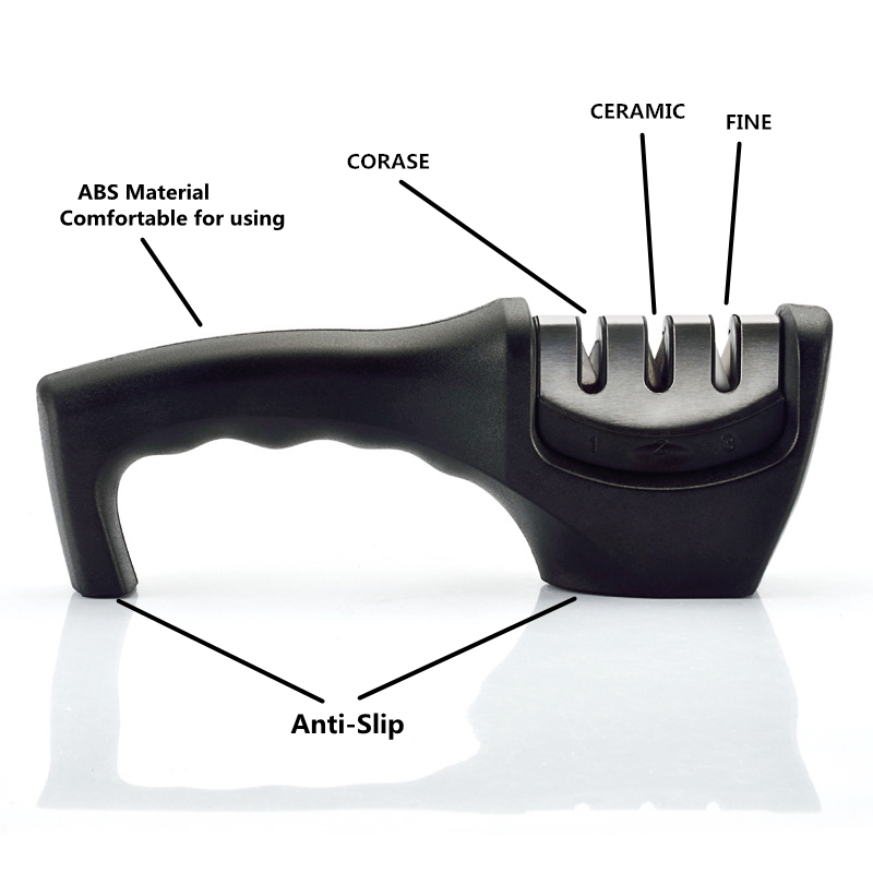 Triple Head Knife Sharpener Alat Pengasah Pisau Gunting Manual Tiga Kepala