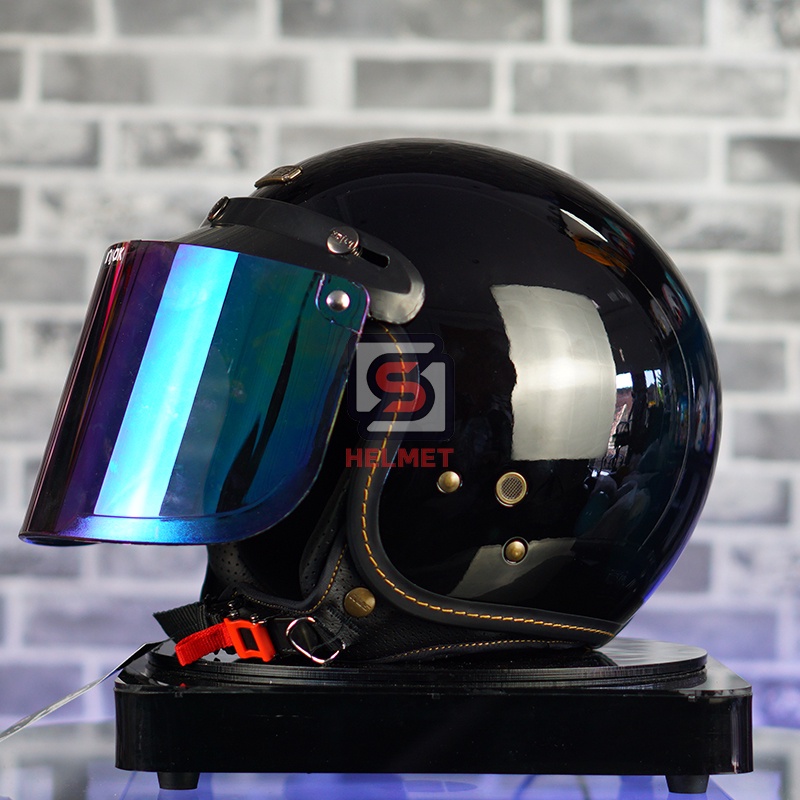 HELM NJS NR-80S Retro SOLID ORIGINAL PREMIUM FREE PET NJS (TOPI HELM BOGO) STANDART SNI Dewasa