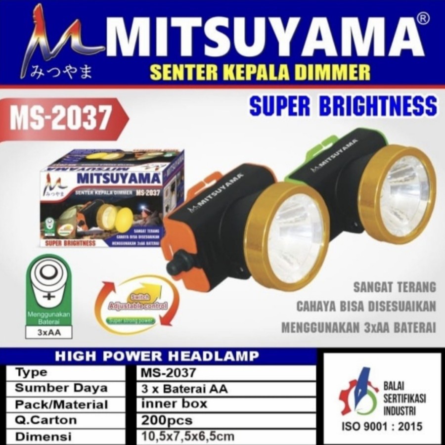 MITSUYAMA MS 2037 SENTER KEPALA LED DIMMER SENTER JIDAT LED