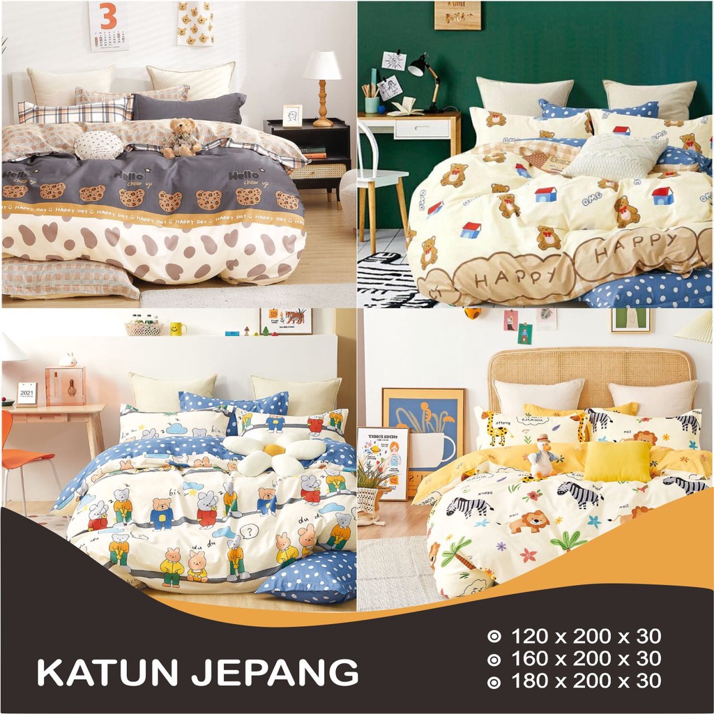 Bedcover Set Sandy Collection Emerald Katun Jepang Sprei Tinggi 30 atau Sprei Tinggi 40cm