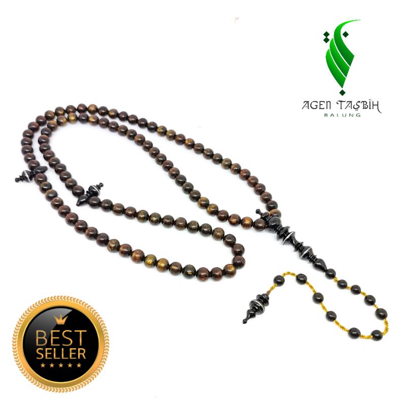 Tasbih Yuser Akar Bahar Serat Emas, Size 8mm/Tasbih Muslim 99 Butir/COD