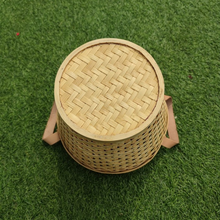 65 Keranjang Ember Bambu Natural Kecil - 20x20x16cm