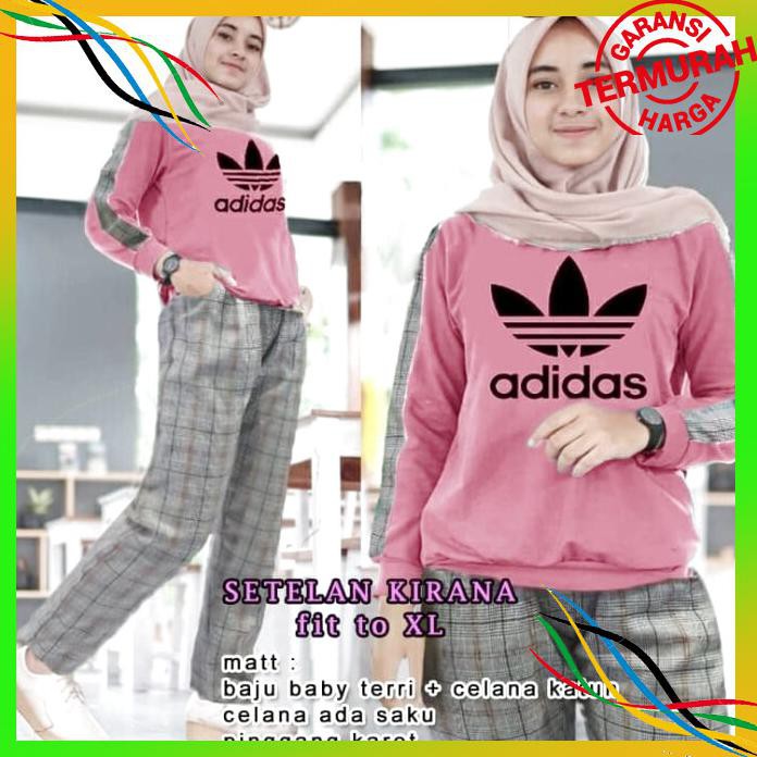 OLAHRAGA BAJU OLAH RAGA WANITA ADIDAS KOTAK BAJU SENAM STELAN KIRANA BAYAR COD