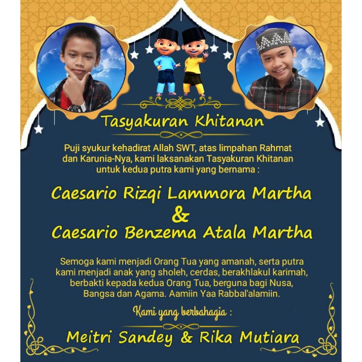 

Stiker Khitanan 2 Anak (Free Request Foto) - Label Tasyakuran Khitanan