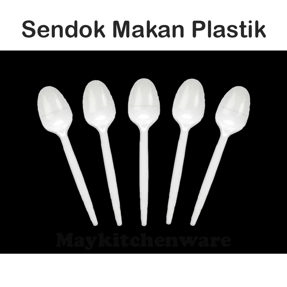 Sendok Makan Plastik Catering Tebal Kuat Murah Panjang Putih Bening Hitam Nasi Box Premium Spoon