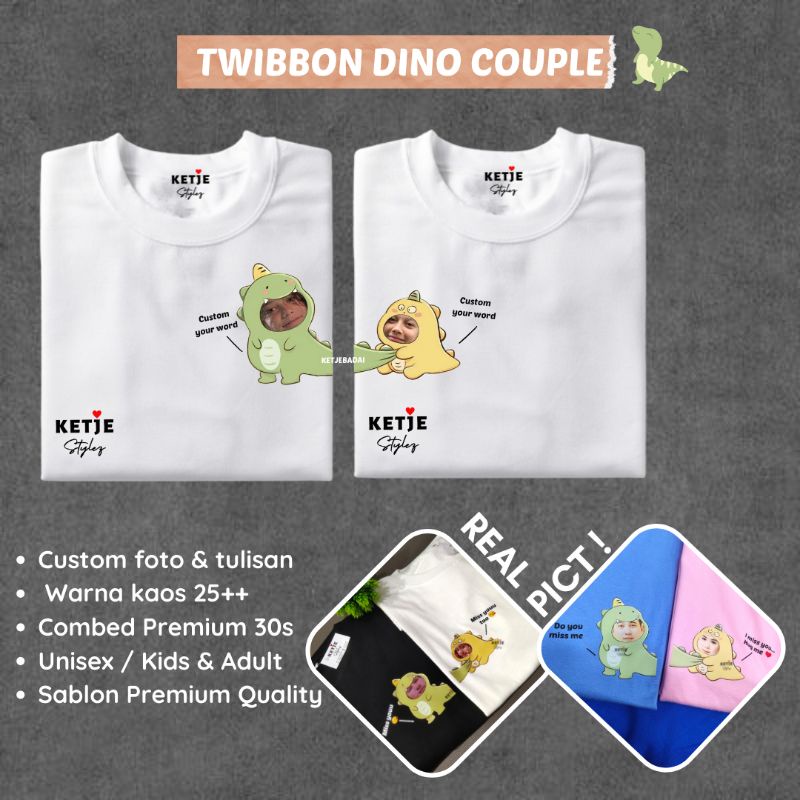 Kaos Twibbon Dino Couple / Kaos Couple Dino / Kaos Dino Couple / Kaos Custom Couple / Kaos Sablon Cu