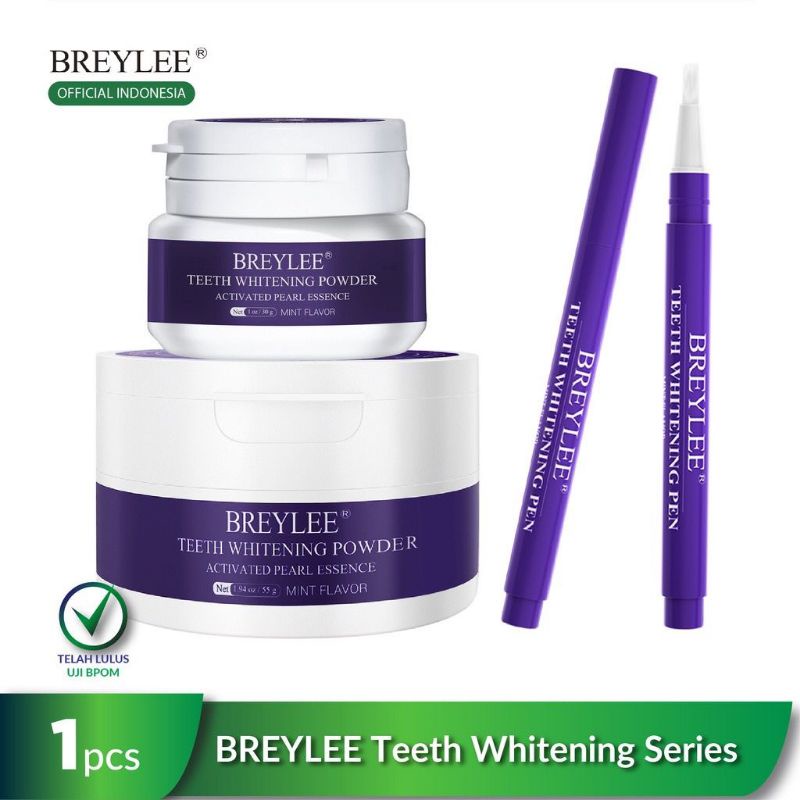 BPOM BREYLEE TEETH WHITENING POWDER & PEN. PEMUTIH PENCERAH GIGI BREYLEE
