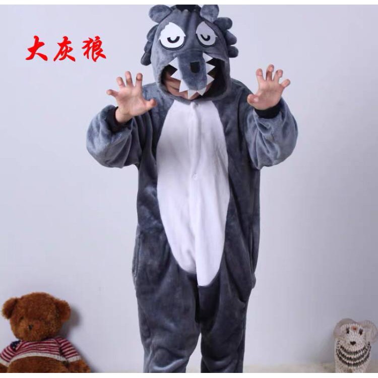 KOSTUM ONESIE SERIGALA WOLF PIYAMA COSPLAY ANAK BAJU TIDUR