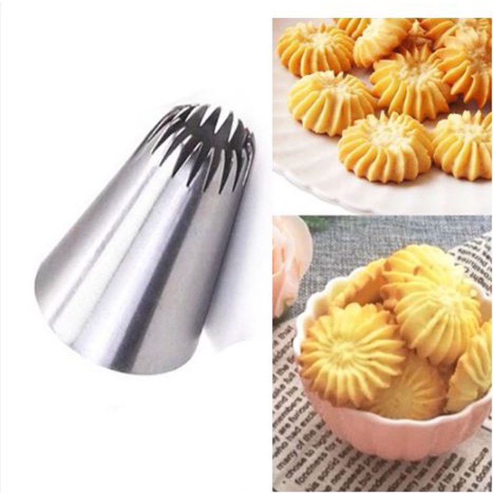 3pcs 6B Spuit Piping Bahan Stainless Steel Untuk Dekorasi Kue / Biskuit DIY