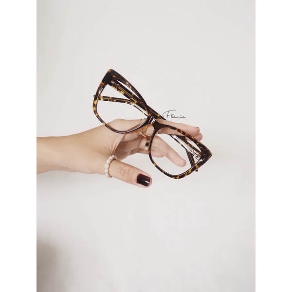 Flavia Eyewear - Kacamata Camilla Square Acetat (custom minus, photochromic, blueray, bluechromic dan photobrown)