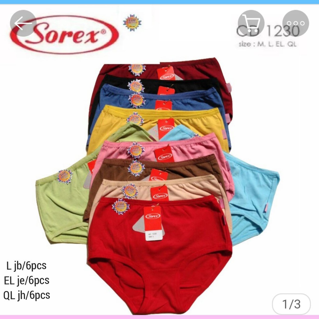 Celana Sorex 1230 (6 pcs)/ Celana Dalam Sorex/ CD. Sorex
