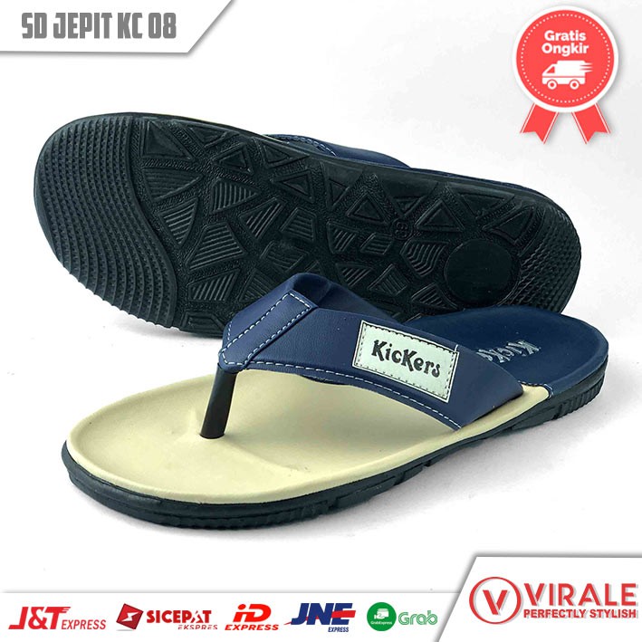 Sandal Jepit Pria Distro Casual Keren Sendal Murah Terbaru JPT-08 NAVY