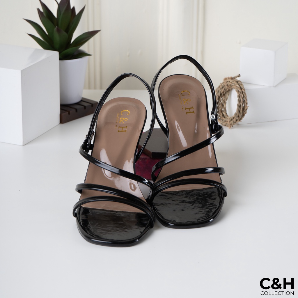 sandal heels wanita gabriella / hak kaca 5cm