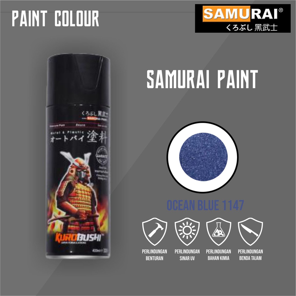 Samurai Paint 1147 Ocean Blue Cat Semprot/Pylox Helm/Motor/Gundam