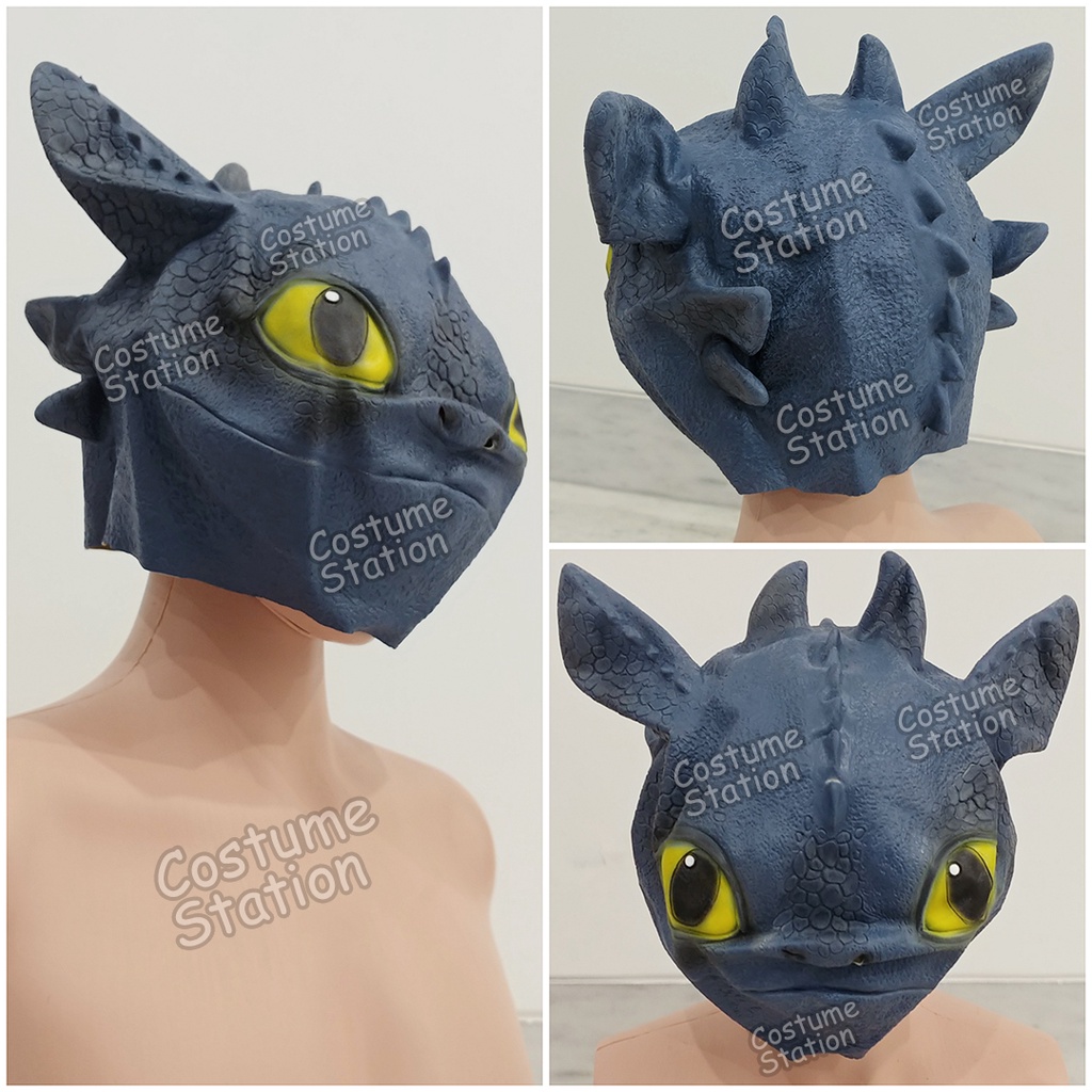 Topeng Toothless Dragon / Mask Naga Latex Hewan Binatang Animal Pesta Halloween