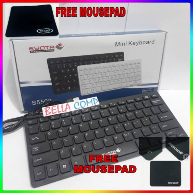 Keyboard/keybod/key board USB Mini Eyota S5500 Black Gratiss mousepad