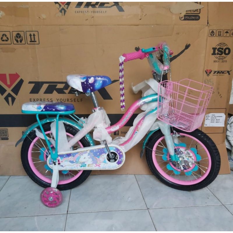 SEPEDA MINI ANAK CEWEK PEREMPUAN TREX UNICORN KUDA PONI LITTLE PONY UKURAN 16 INCH