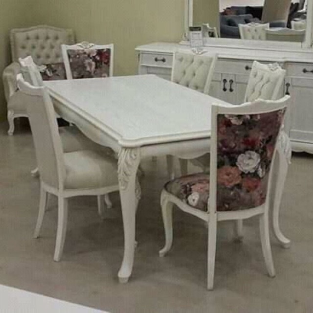 SET MEJA MAKAN KURSI SHABBY CHIC MODERN