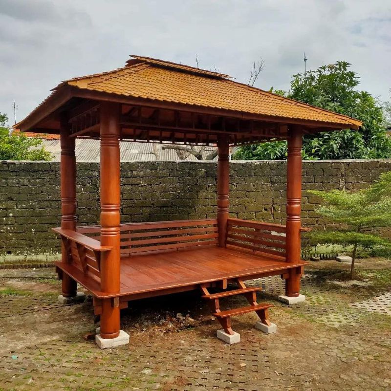 gazebo saung kayu kelapa 3 x 2 meter