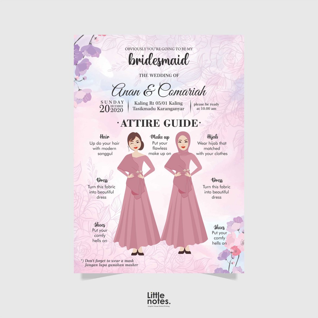 ATTIRE GUIDE CARD / BRIDESMAID CARD