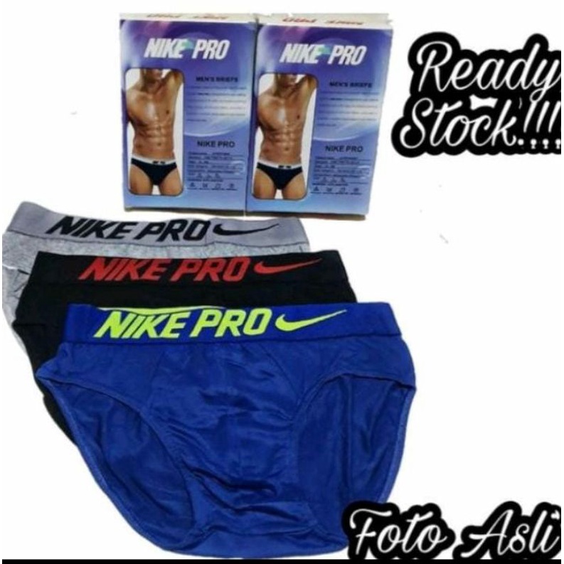 Emago - 3Pcs celana dalam Nikee pro celana dalam pria / Pakaian Dalam Pria Dewasa / Sempak Cowo / CD / Celana Dalam Mirah / Underwear Boxer Pria 1Box Isi 3 Pcs