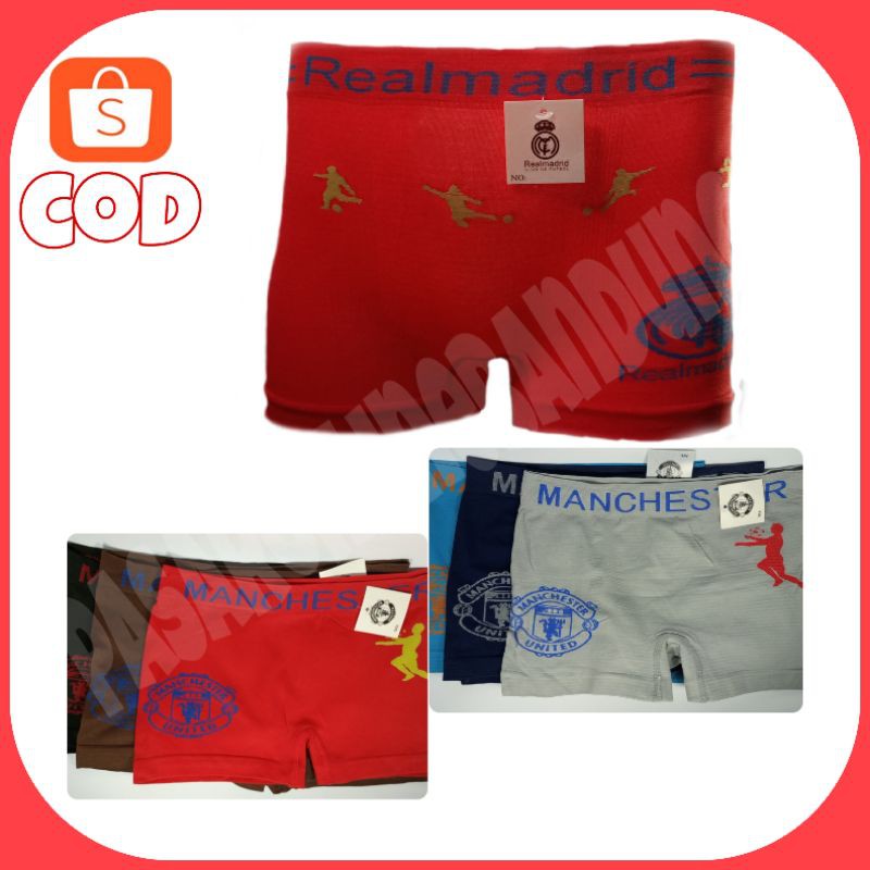 celana dalam boxer pria motif bola Real Madrid