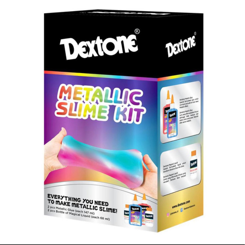 Dextone Slime Kit Set GITD Glow Metallic slime anti gagal