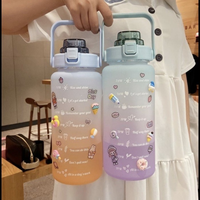(VCM) BOTOL MINUM 2 LITER / BOTOL MINUM MOTIVASI PENANDA WAKTU / QUITFIT BOTTLE