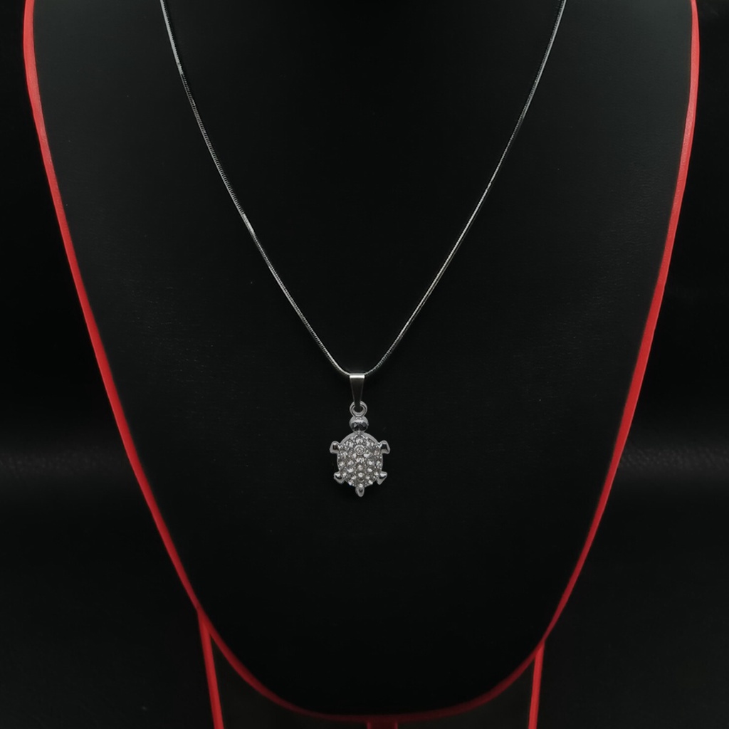 Kalung Rodium Wanita Liontin Kura-Kura paket kalung + liontin termurah awet dan mewah kalungnya