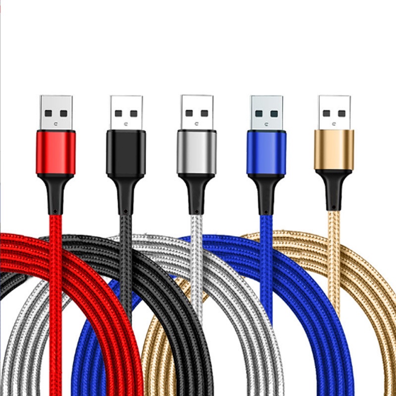 Fast Charging 3.0A 1.2M Nylon Braided Cable kabel  data 3 in 1