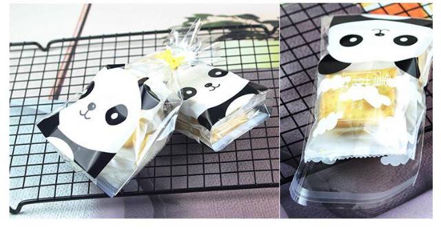 PLASTIK ROTI OPP BAKPAO CAKE BOLU MOTIF PANDA CLOUDY  16x20/14x20/PEREKAT 10pcs