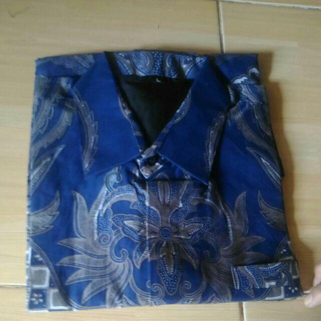 Japunta Blue Kemeja Batik Pria Full Furing Katun Primisima Batik Solo Batik Warna Navy Dongker