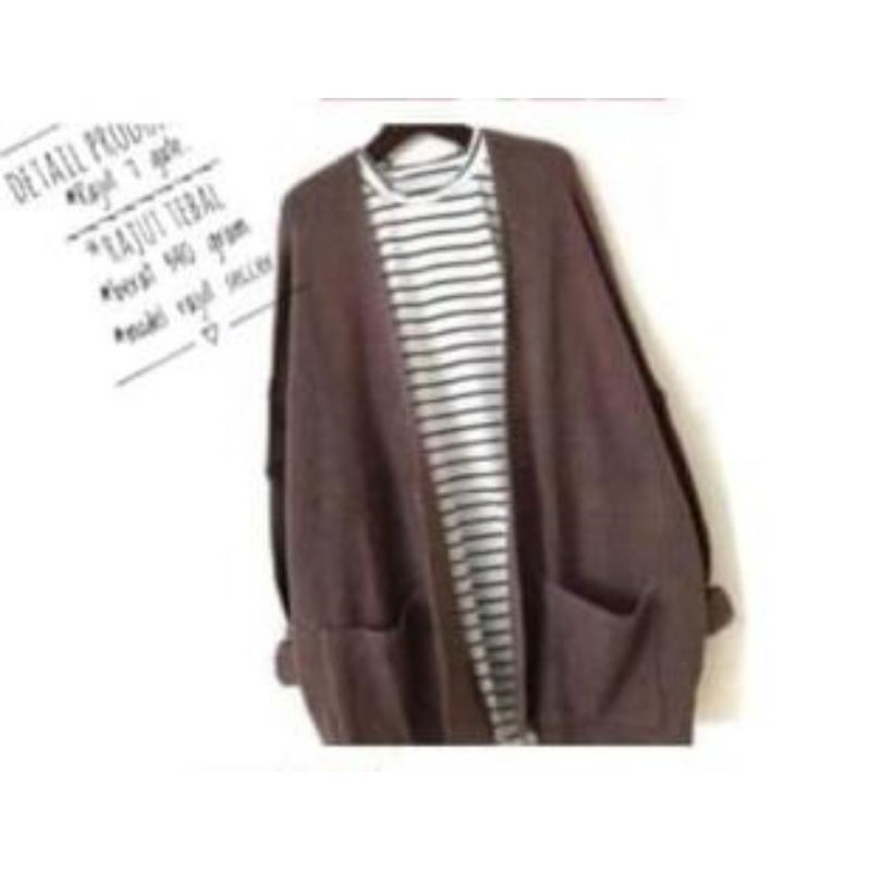 OVERSIZE LAVELLA PREMIUM CARDIGAN RAJUT TEBAL-Burgundy