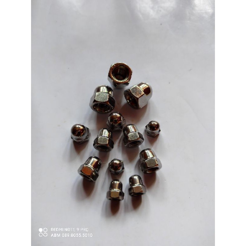 Cup Nut Mur Topi M12 atau Mur 17 kunci 19 Stainless