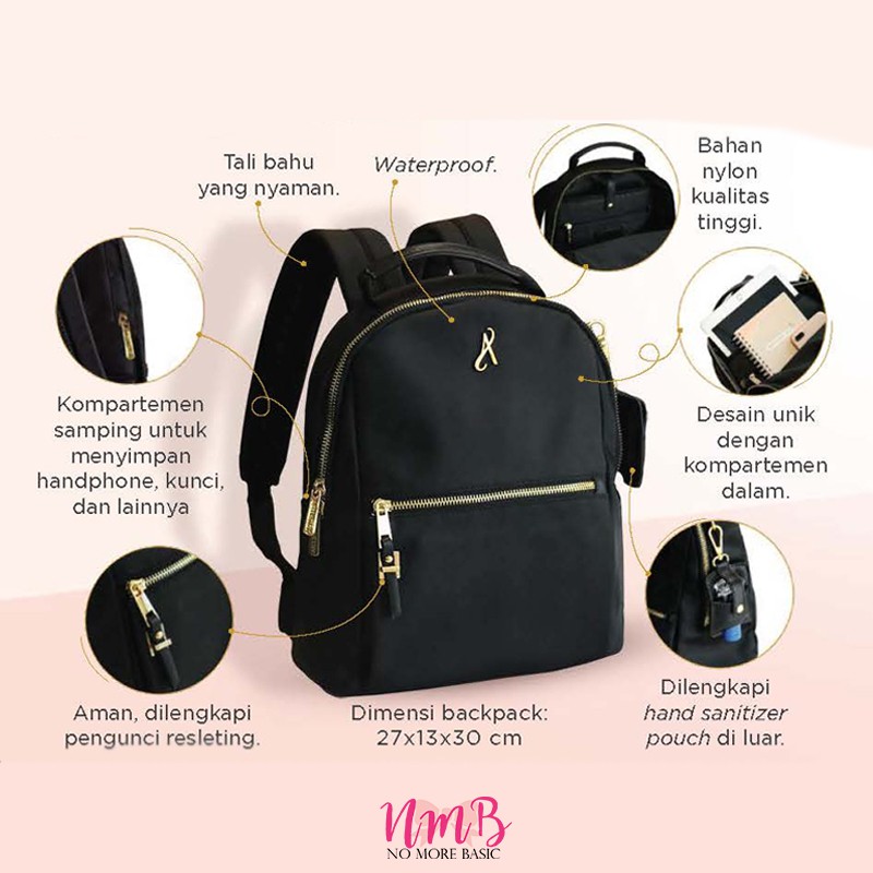 Tas Ransel Wanita Hitam Tahan Air - Women Fashion Backpack Waterproof