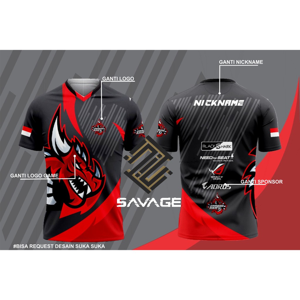 Jersey Kaos Baju Naga Esports Ff Mobile Legend Terbaru Custom Shopee Indonesia