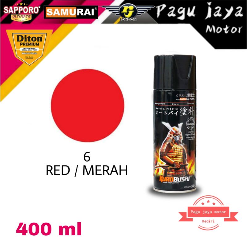 samurai paint 400cc red merah 6 cat semprot spray pilox pilok pylox