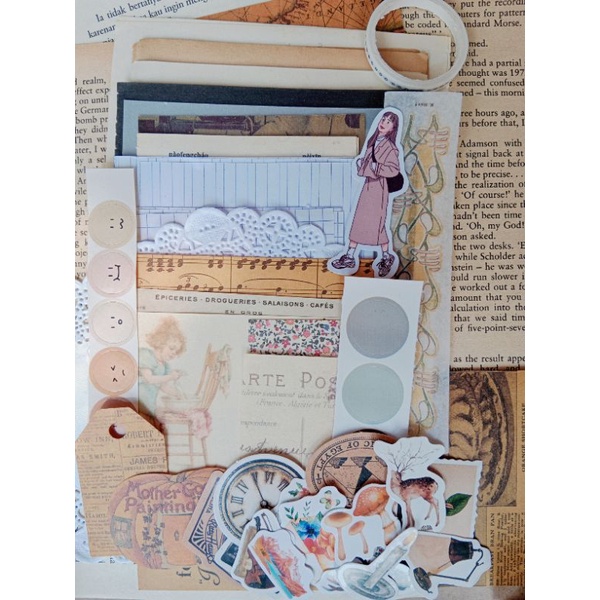 

75++ pcs Journal Kit Vintage / Bujo Kit Aesthetic Parah!!!