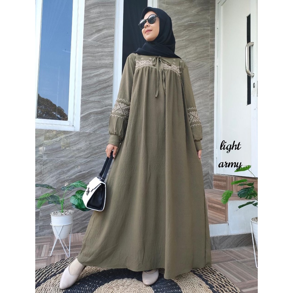 Gamis Crinkle Bordir / Gamis Jharna Bordir / Gamis Crinkle Airflow Premium