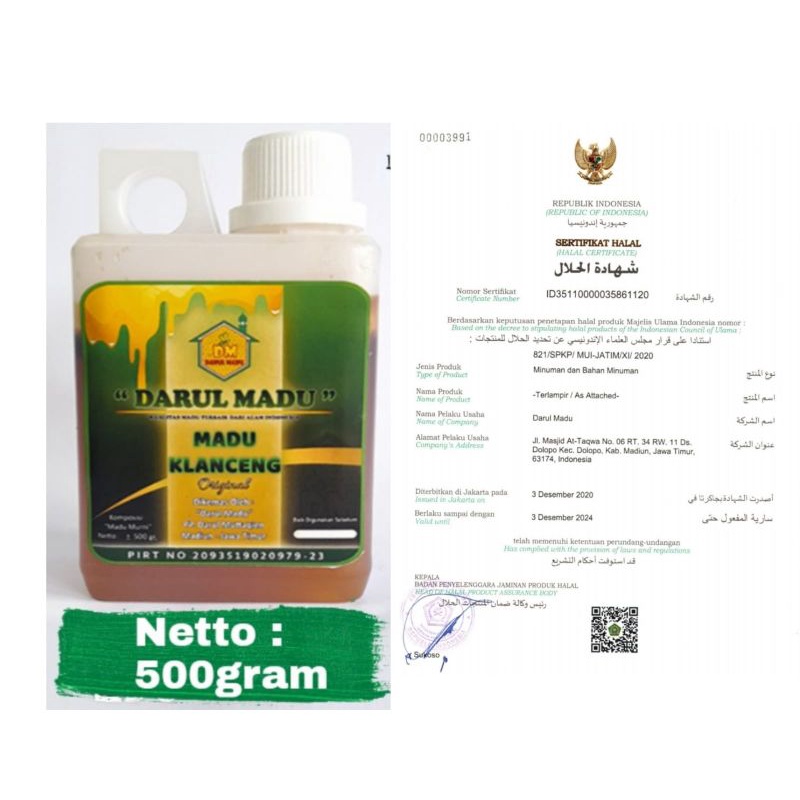 

MADU KLANCENG ASLI 0,5KG (Manis Asam) + Bonus Masker CareIndo