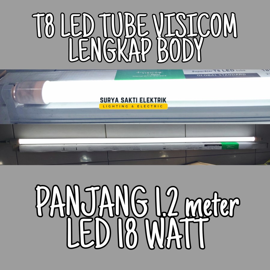 LAMPU TL T8 18 WATT LED VISICOM LENGKAP COOL DAYLIGHT PUTIH