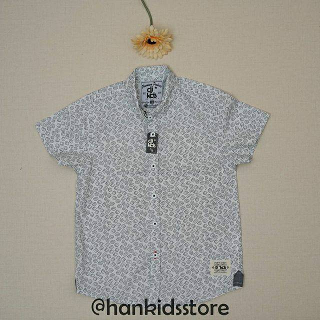 KEMEJA OXFORD ANAK LENGAN PENDEK 5 - 6 tahun DJ KIDS PREMIUM PRODUCT motif putih dadu