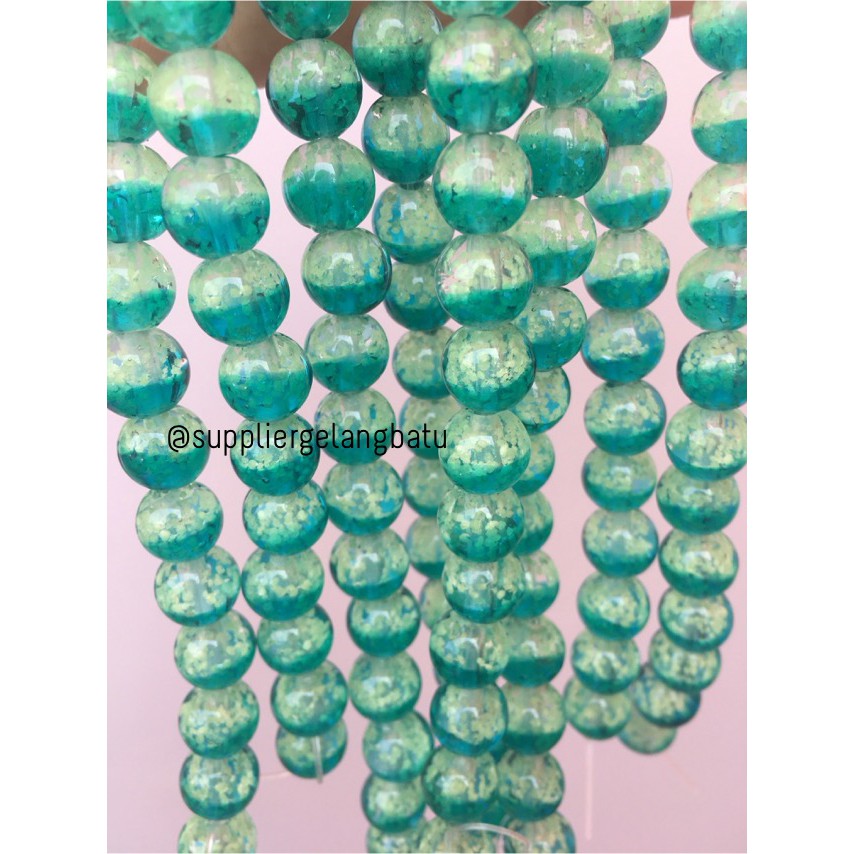 manik GID kristal HIJAU TOSCA 10mm glow fosfor GREEN premium crystal aksesoris cantik craft model