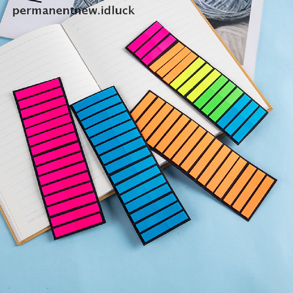 300pcs Stiker Sticky Note Transparan Fluorescent Untuk Stationery Anak Sekolah / Kantor