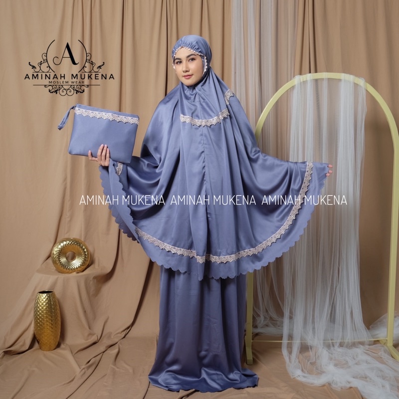 Mukena Dewasa Sutra Silk Renda Susun Lasercut